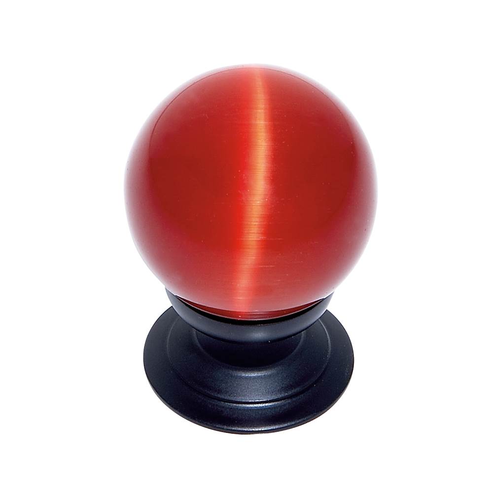 JVJ Hardware - Cat''s Eye Collection Oil Rubbed Bronze Finish Cat''s Eye Glass Red 30 mm Smooth Knob, Composition Glass and Solid Brass - Oil Rubbed Bronze