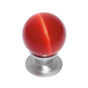 JVJ Hardware - Cat''s Eye Collection Satin Nickel Finish Cat''s Eye Glass Red 30 mm Smooth Knob, Composition Glass and Solid Brass - Satin Nickel