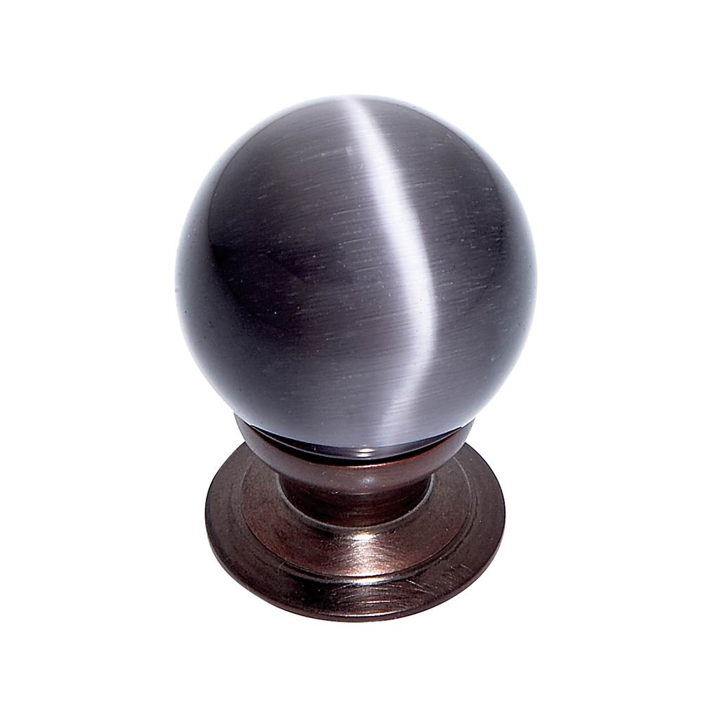 JVJ Hardware - Cat''s Eye Collection Old World Bronze Finish Cat''s Eye Glass Grey 30 mm Smooth Knob, Composition Glass and Solid Brass - Old World Bronze