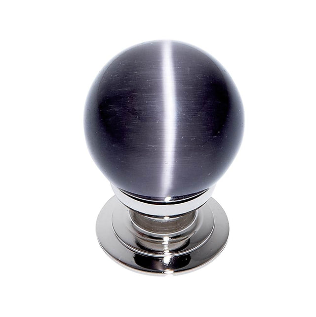 JVJ Hardware - Cat''s Eye Collection Polished Nickel Finish Cat''s Eye Glass Grey 30 mm Smooth Knob, Composition Glass and Solid Brass - Polished Nickel