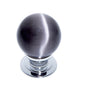 JVJ Hardware - Cat''s Eye Collection Polished Chrome Finish Cat''s Eye Glass Grey 30 mm Smooth Knob, Composition Glass and Solid Brass - Polished Chrome