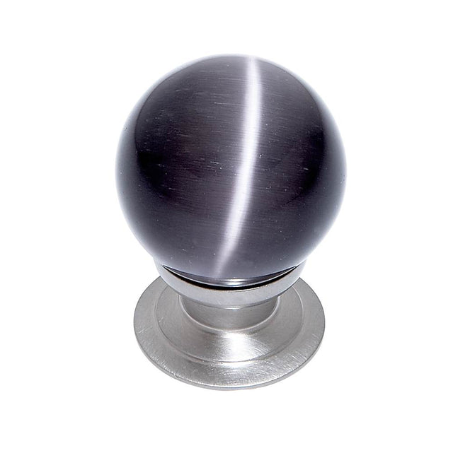 JVJ Hardware - Cat''s Eye Collection Satin Nickel Finish Cat''s Eye Glass Grey 30 mm Smooth Knob, Composition Glass and Solid Brass - Satin Nickel