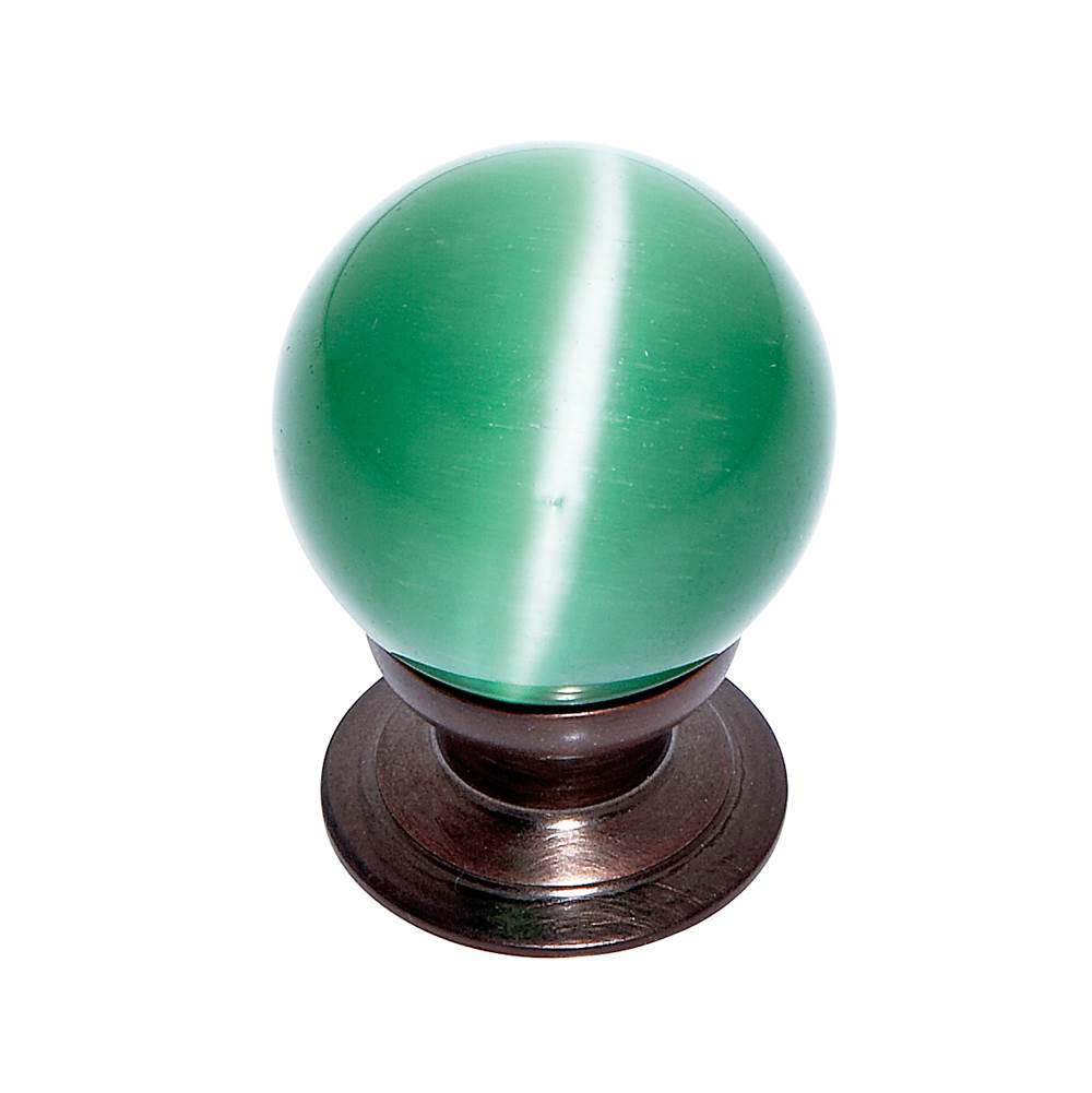 JVJ Hardware - Cat''s Eye Collection Old World Bronze Finish Cat''s Eye Glass Green 30 mm Smooth Knob, Composition Glass and Solid Brass - Old World Bronze