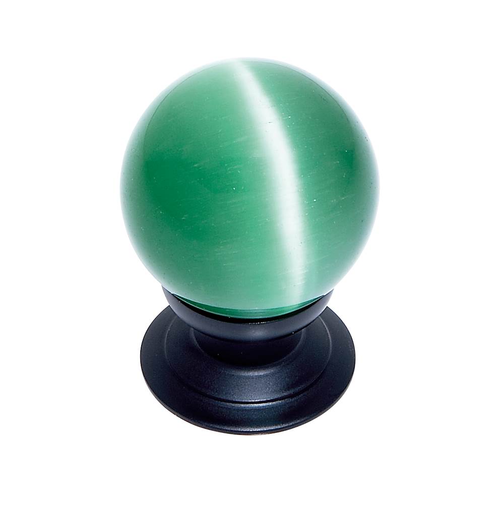 JVJ Hardware - Cat''s Eye Collection Oil Rubbed Bronze Finish Cat''s Eye Glass Green 30 mm Smooth Knob, Composition Glass and Solid Brass - Oil Rubbed Bronze