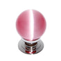 JVJ Hardware - Cat''s Eye Collection Polished Nickel Finish Cat''s Eye Glass Pink 30 mm Smooth Knob, Composition Glass and Solid Brass - Polished Nickel