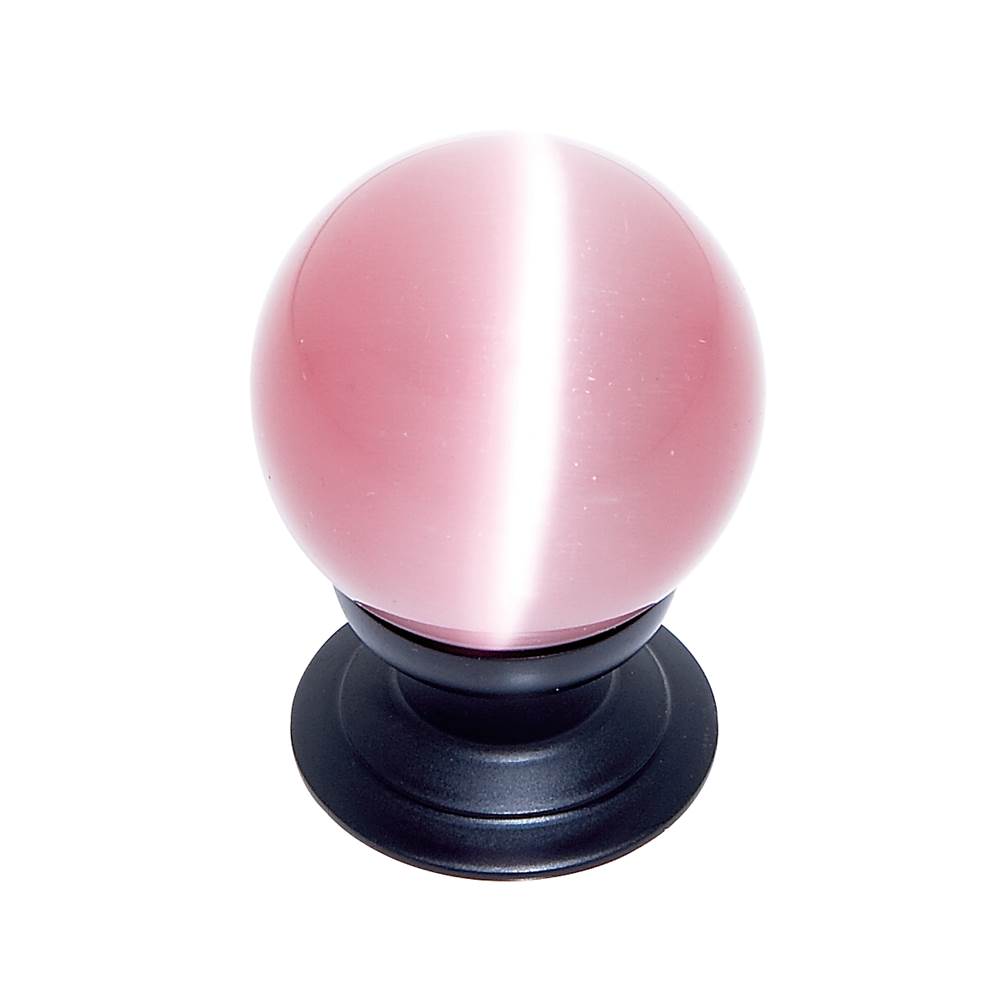 JVJ Hardware - Cat''s Eye Collection Oil Rubbed Bronze Finish Cat''s Eye Glass Pink 30 mm Smooth Knob, Composition Glass and Solid Brass - Oil Rubbed Bronze