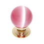 JVJ Hardware - Cat''s Eye Collection 24K Gold Plated Finish Cat''s Eye Glass Pink 30 mm Smooth Knob, Composition Glass and Solid Brass - 24k Gold