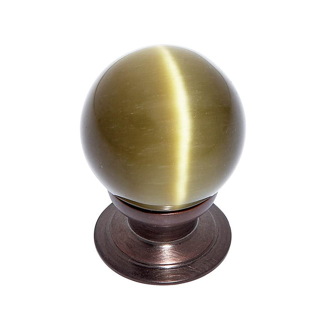 JVJ Hardware - Cat''s Eye Collection Old World Bronze Finish Cat''s Eye Glass Amber 30 mm Smooth Knob, Composition Glass and Solid Brass - Old World Bronze