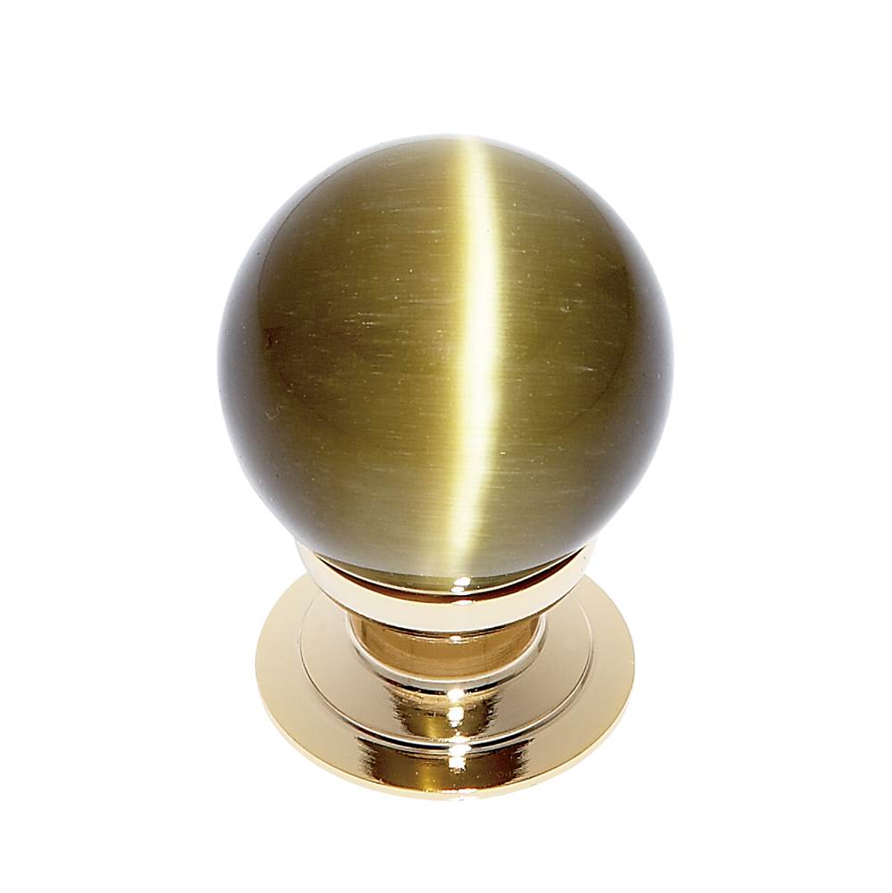 JVJ Hardware - Cat''s Eye Collection 24K Gold Plated Finish Cat''s Eye Glass Amber 30 mm Smooth Knob, Composition Glass and Solid Brass - 24k Gold
