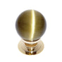 JVJ Hardware - Cat''s Eye Collection 24K Gold Plated Finish Cat''s Eye Glass Amber 30 mm Smooth Knob, Composition Glass and Solid Brass - 24k Gold