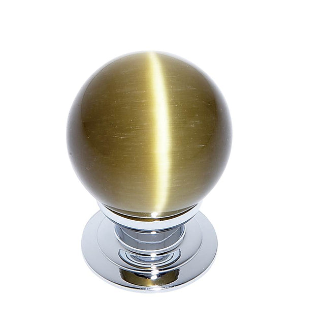JVJ Hardware - Cat''s Eye Collection Polished Chrome Finish Cat''s Eye Glass Amber 30 mm Smooth Knob, Composition Glass and Solid Brass - Polished Chrome