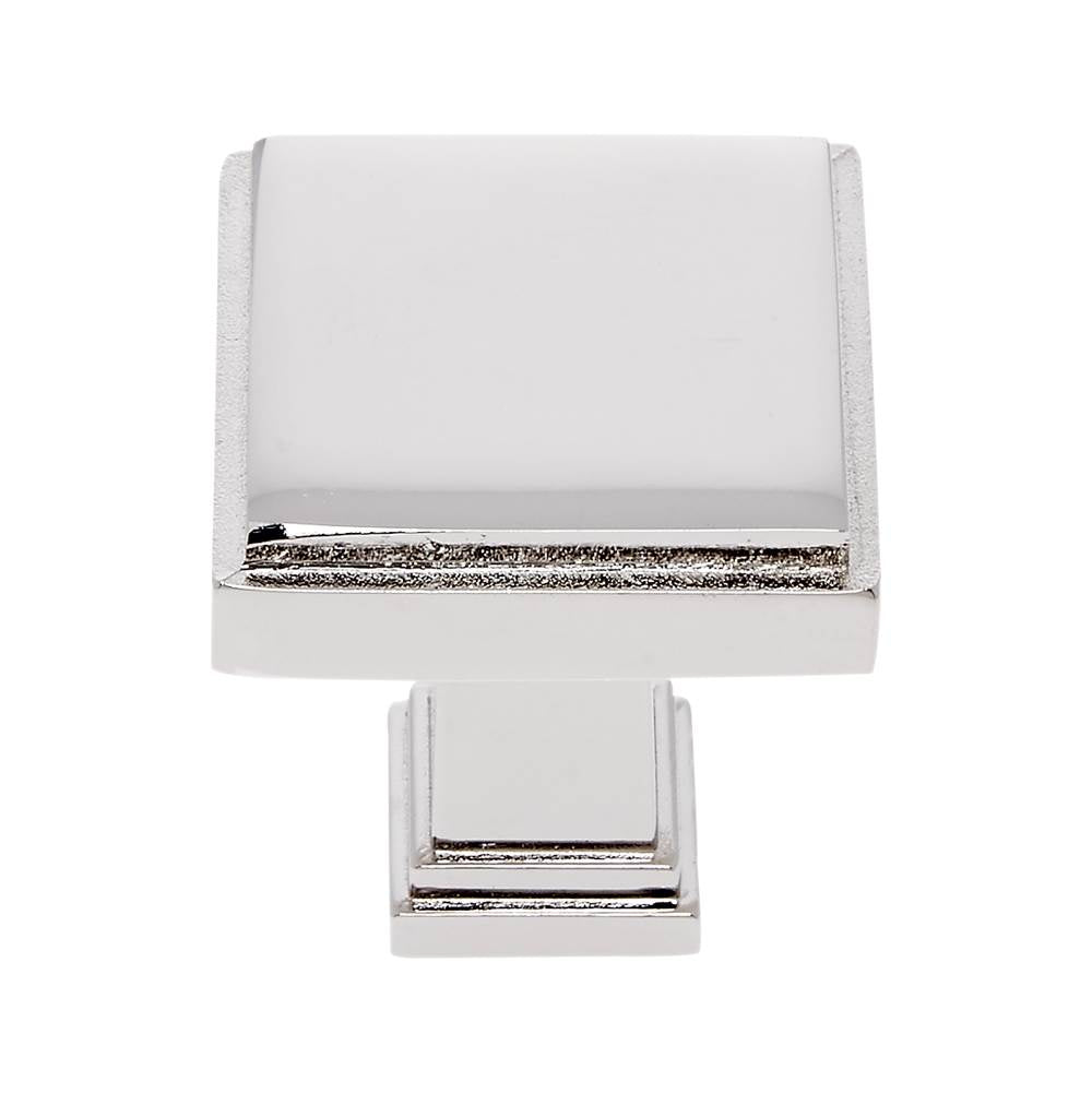 JVJ Hardware - Marquee Collection Polished Nickel Finish 1-1/4'' Square Transitional Knob, Composition Zamac - Polished Nickel