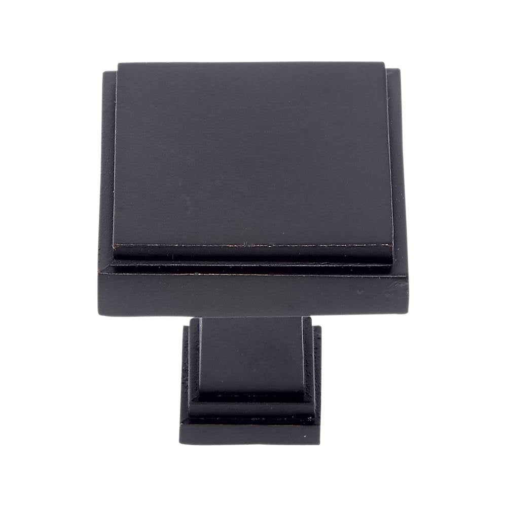 JVJ Hardware - Marquee Collection Oil Rubbed Bronze Finish 1-1/4'' Square Transitional Knob, Composition Zamac - Oil Rubbed Bronze