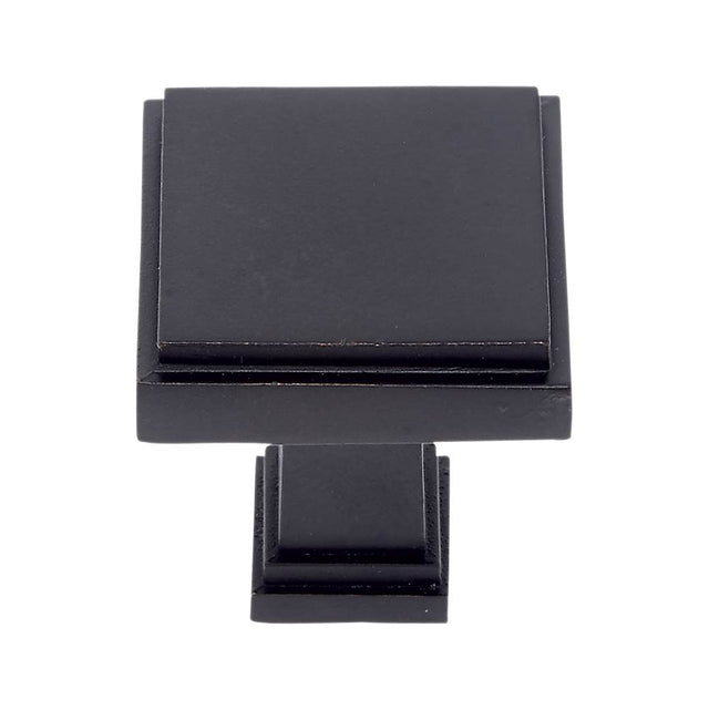 JVJ Hardware - Marquee Collection Oil Rubbed Bronze Finish 1-1/4'' Square Transitional Knob, Composition Zamac - Oil Rubbed Bronze