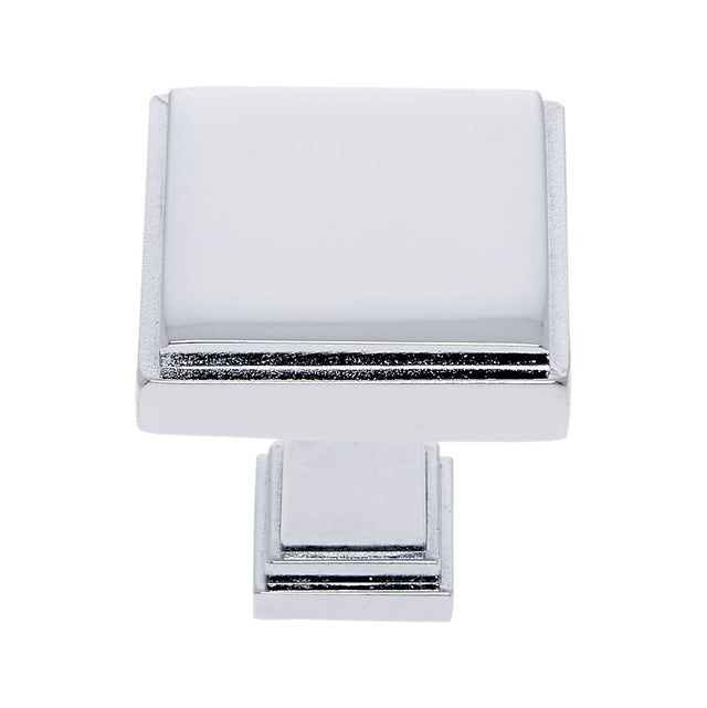 JVJ Hardware - Marquee Collection Polished Chrome Finish 1-1/4'' Square Transitional Knob, Composition Zamac - Polished Chrome