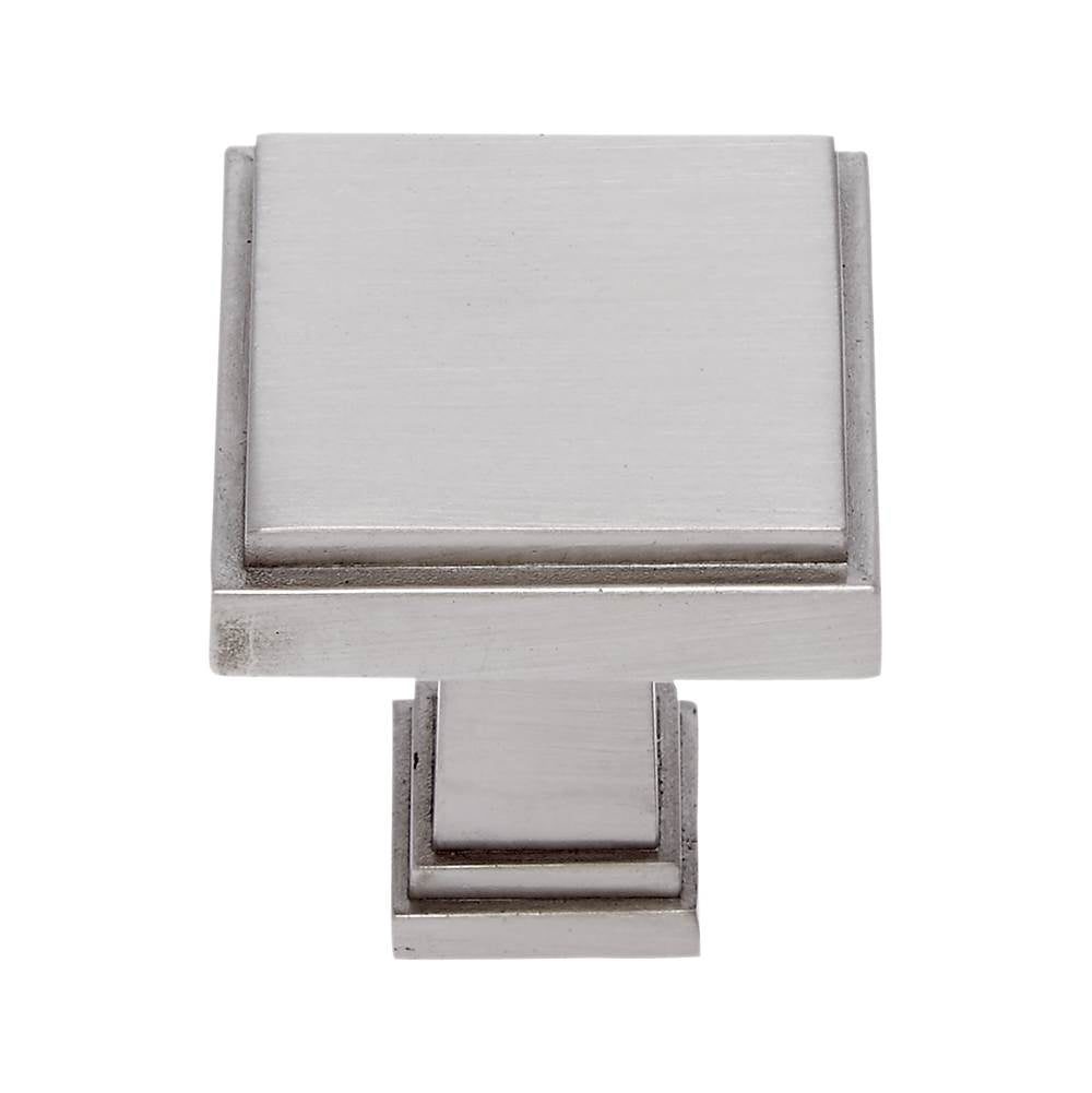 JVJ Hardware - Marquee Collection Satin Nickel Finish 1-1/4'' Square Transitional Knob, Composition Zamac - Satin Nickel
