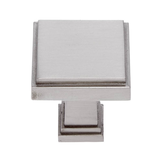JVJ Hardware - Marquee Collection Satin Nickel Finish 1-1/4'' Square Transitional Knob, Composition Zamac - Satin Nickel