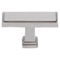JVJ Hardware - Marquee Collection Satin Nickel Finish 1-1/2'' Rectangle Transitional Knob, Composition Zamac - Satin Nickel