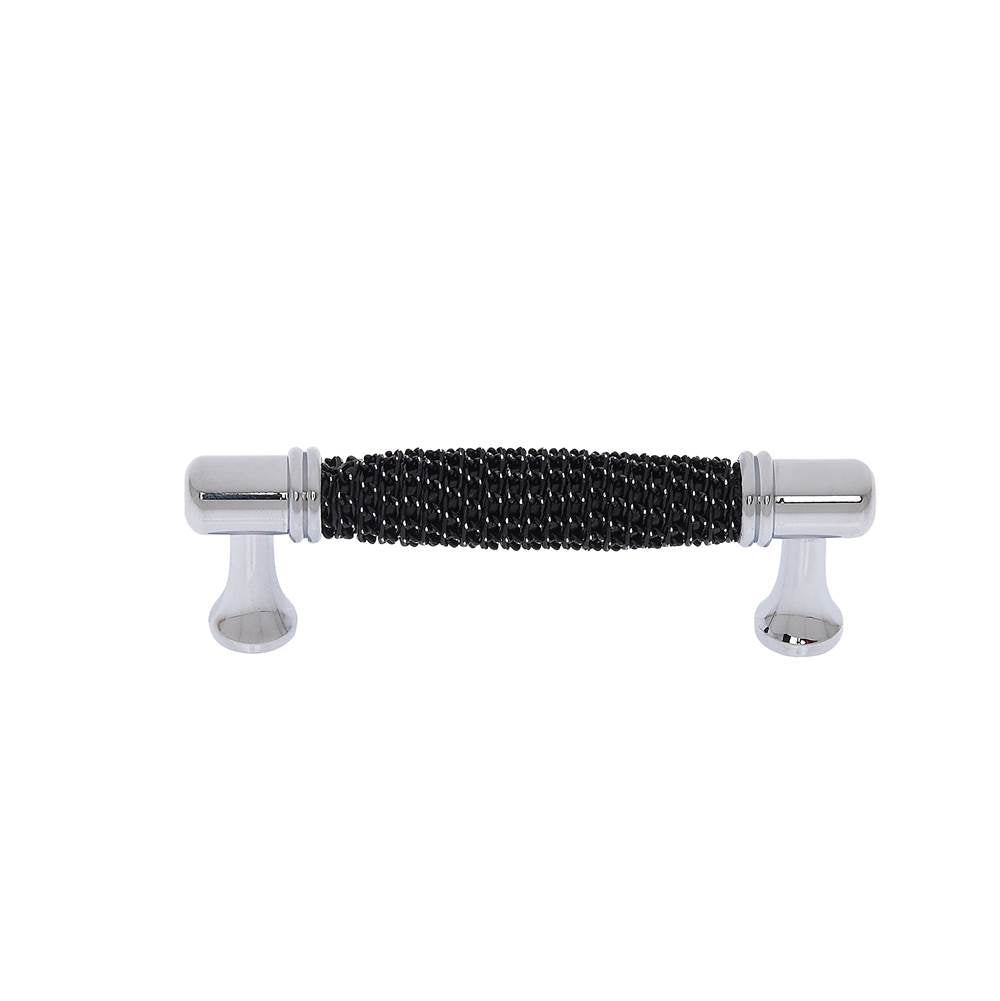JVJ Hardware - Medieval Collection Polished Chrome Finish 96 mm c/c Black Chain Maille Pull, Composition Aluminum/Solid Brass - Polished Chrome