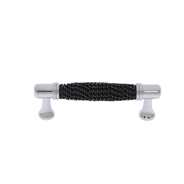 JVJ Hardware - Medieval Collection Polished Chrome Finish 96 mm c/c Black Chain Maille Pull, Composition Aluminum/Solid Brass - Polished Chrome