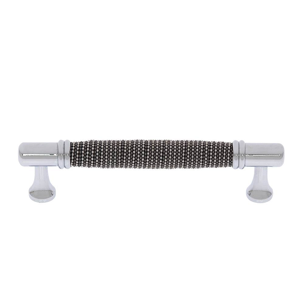 JVJ Hardware - Medieval Collection Polished Chrome Finish 128 mm c/c Black and Chrome Beaded Pull, Composition Steel/Solid Brass - Polished Chrome