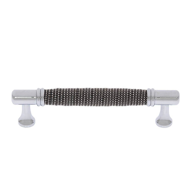 JVJ Hardware - Medieval Collection Polished Chrome Finish 128 mm c/c Black and Chrome Beaded Pull, Composition Steel/Solid Brass - Polished Chrome