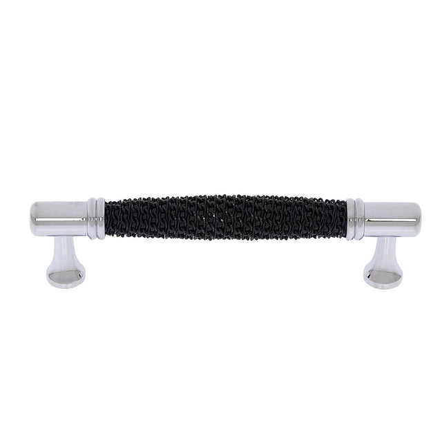 JVJ Hardware - Medieval Collection Polished Chrome Finish 128 mm c/c Black Chain Maille Pull, Composition Aluminum/Solid Brass - Polished Chrome