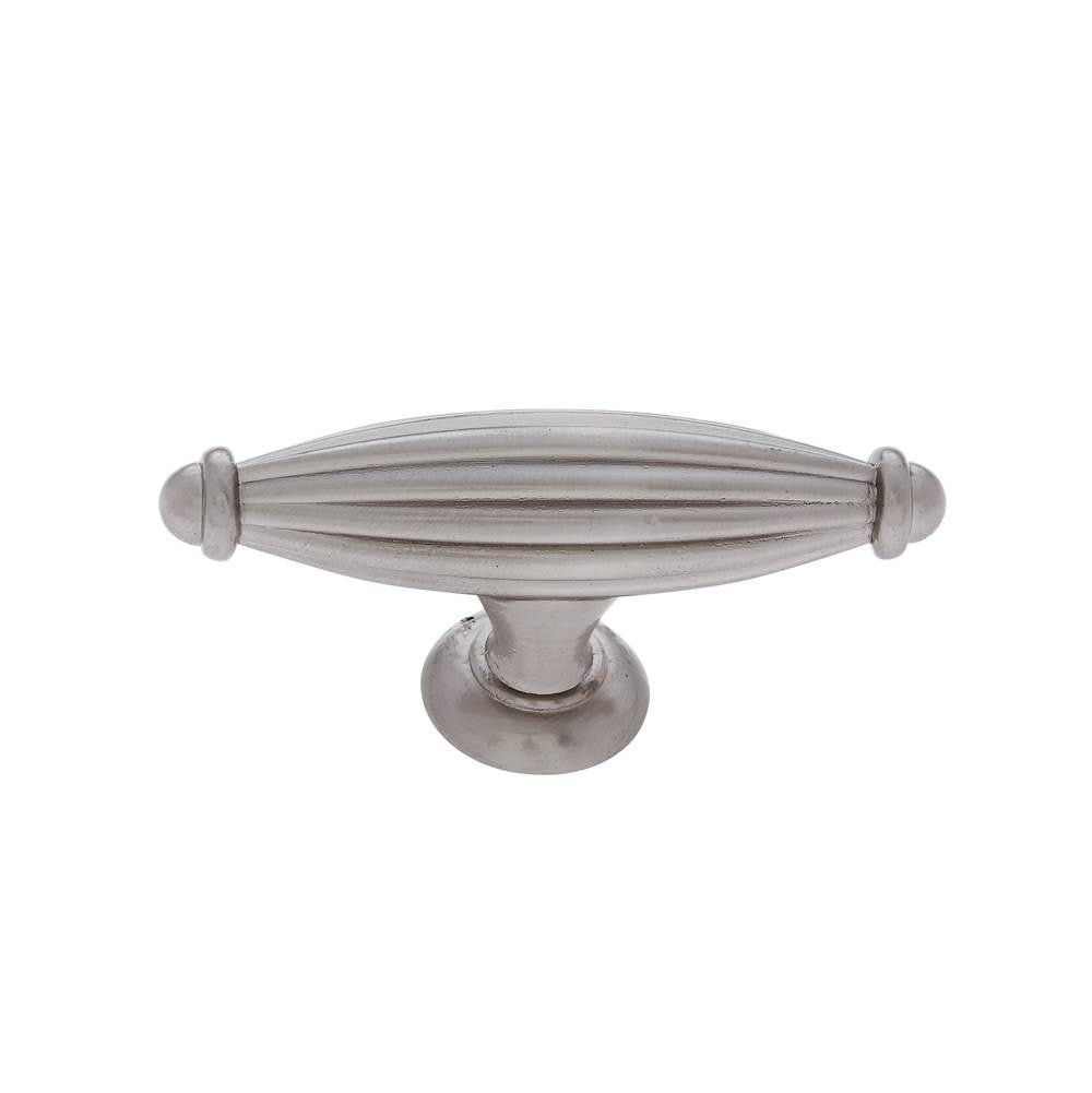 JVJ Hardware - Classic Collection Satin Nickel Finish 2-1/2'' Oblong Fluted Knob, Composition Zamac - Satin Nickel