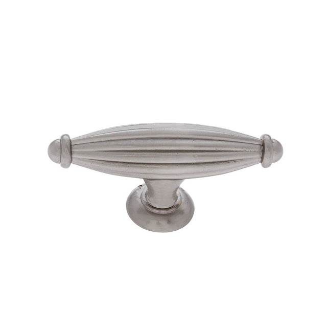 JVJ Hardware - Classic Collection Satin Nickel Finish 2-1/2'' Oblong Fluted Knob, Composition Zamac - Satin Nickel