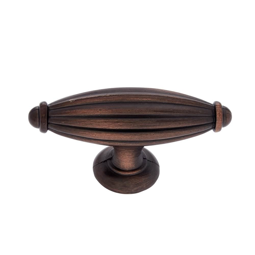 JVJ Hardware - Classic Collection Old World Bronze Finish 2-3/4'' Oblong Fluted Knob, Composition Zamac - Old World Bronze