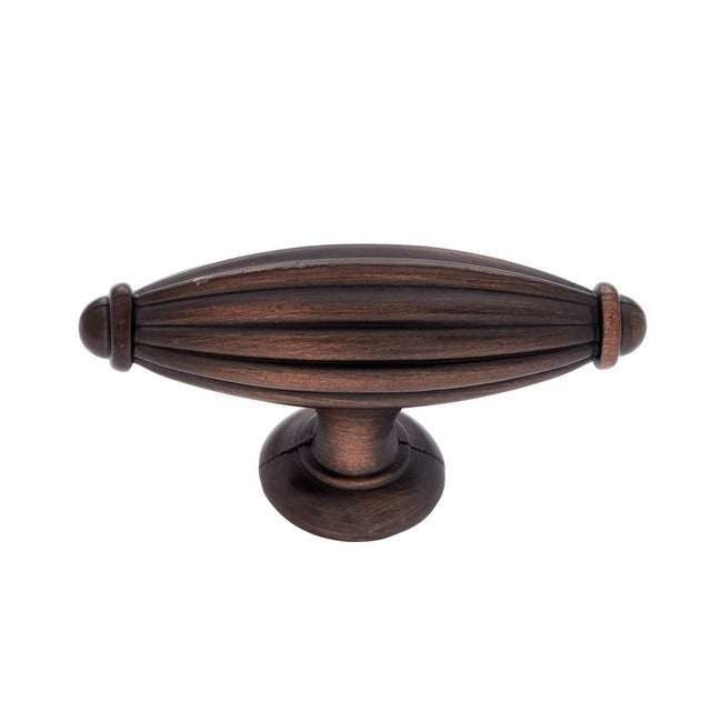 JVJ Hardware - Classic Collection Old World Bronze Finish 2-3/4'' Oblong Fluted Knob, Composition Zamac - Old World Bronze