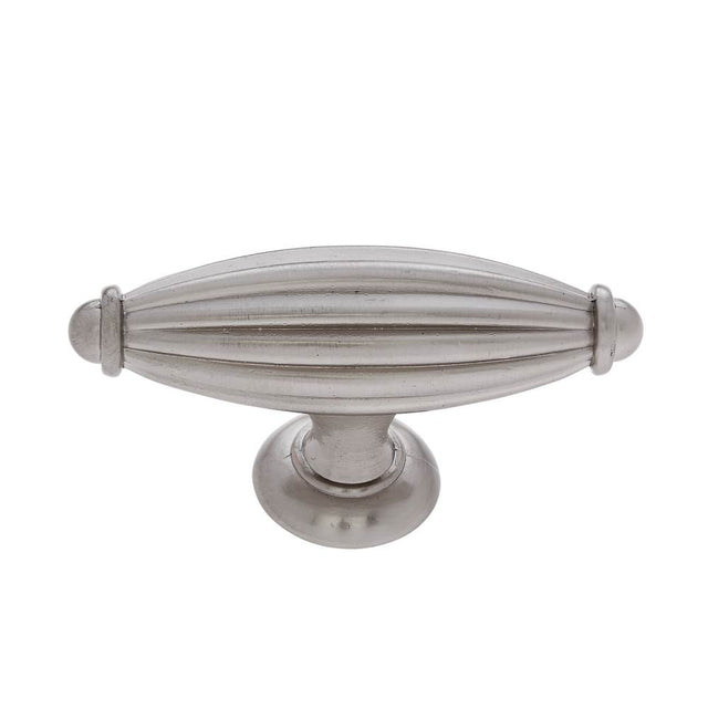 JVJ Hardware - Classic Collection Satin Nickel Finish 2-3/4'' Oblong Fluted Knob, Composition Zamac - Satin Nickel