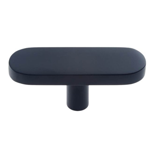 JVJ Hardware - Plateau Collection Matte Black Finish 50 mm Flat Oval Pull, Composition Solid Brass - Matte Black