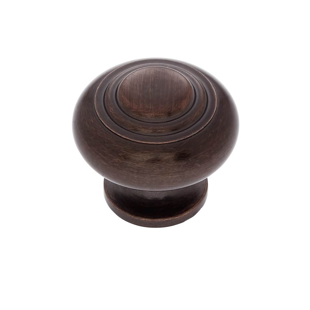 JVJ Hardware - Classic Collection Old World Bronze Finish 1-1/8'' Ringed Dome Knob, Composition Zamac - Old World Bronze