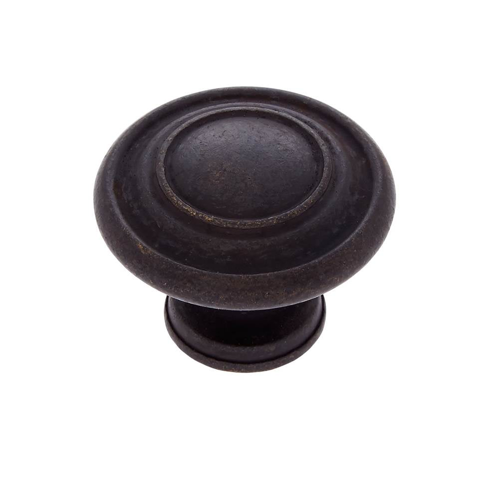 JVJ Hardware - Vintage Collection Oil Rubbed Bronze Finish 1-1/4'' Ringed Knob, Composition Zamac - Oil Rubbed Bronze