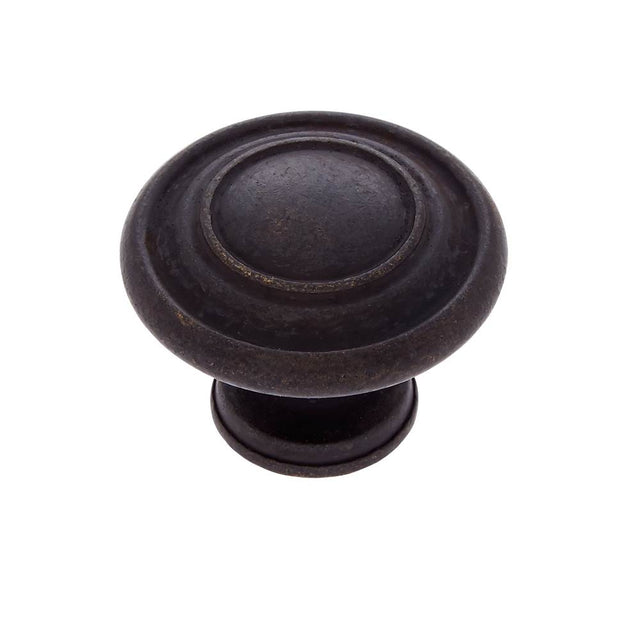 JVJ Hardware - Vintage Collection Oil Rubbed Bronze Finish 1-1/4'' Ringed Knob, Composition Zamac - Oil Rubbed Bronze