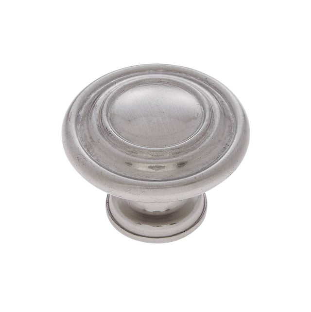 JVJ Hardware - Vintage Collection Satin Nickel Finish 1-1/4'' Ringed Knob, Composition Zamac - Satin Nickel