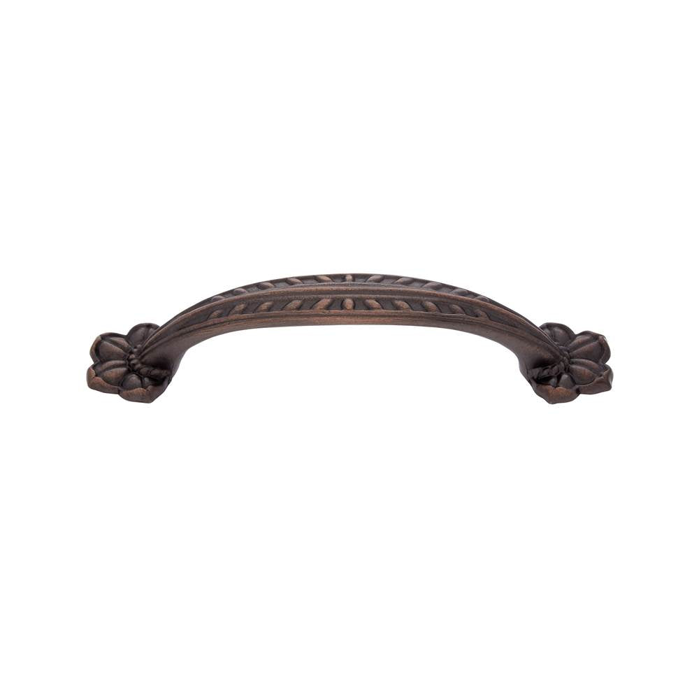 JVJ Hardware - Vintage Collection Old World Bronze Finish 96 mm c/c (4-15/16'' OA) Leafed Edge Pull, Composition Zamac - Old World Bronze