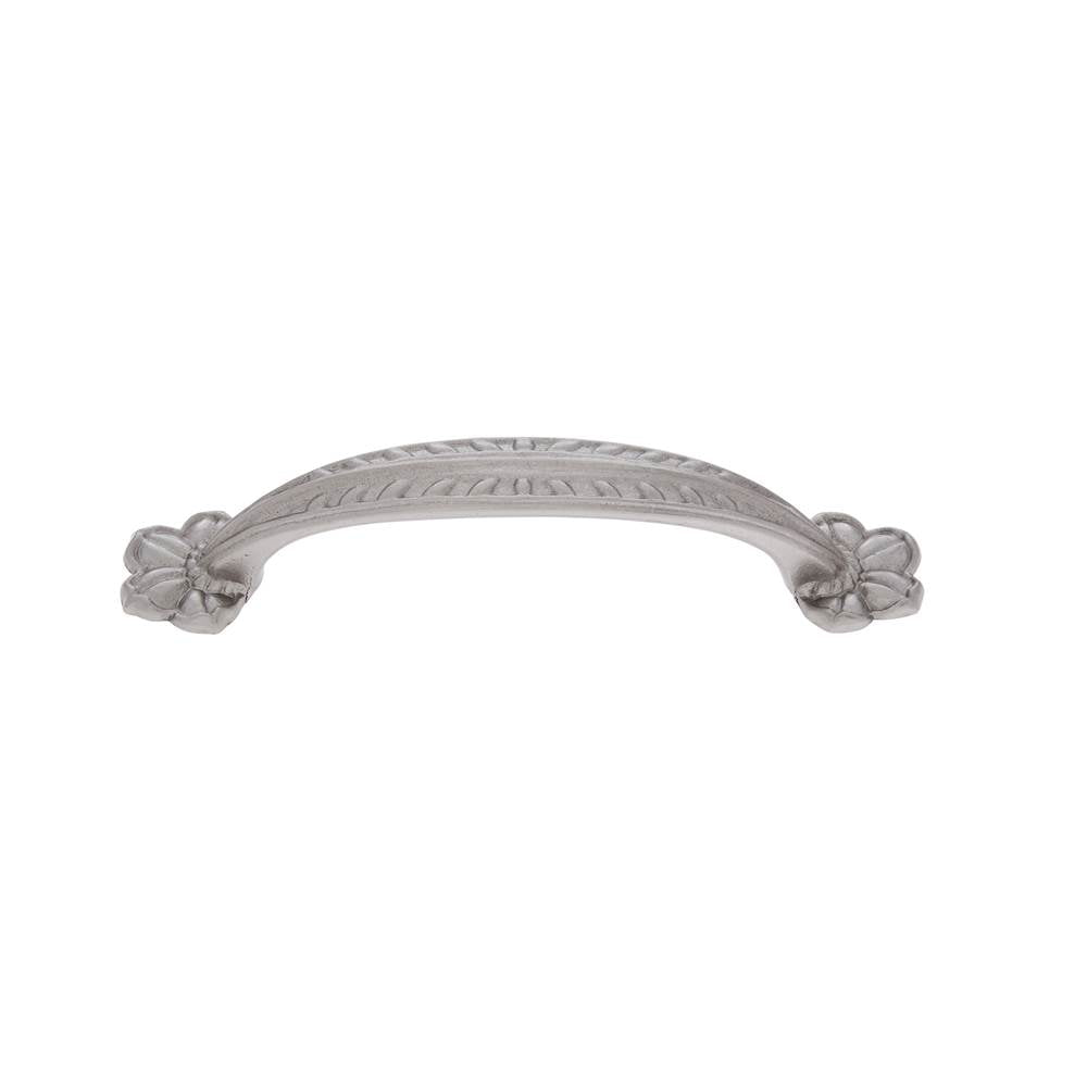 JVJ Hardware - Vintage Collection Satin Nickel Finish 96 mm c/c (4-15/16'' OA) Leafed Edge Pull, Composition Zamac - Satin Nickel