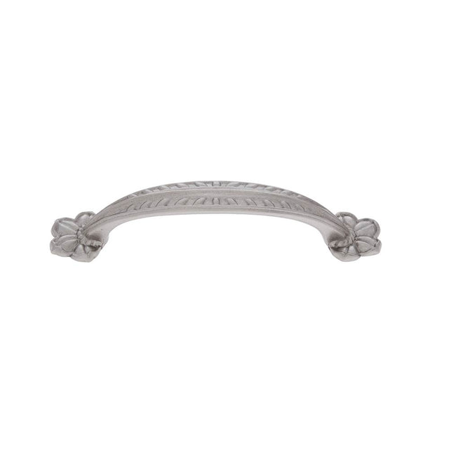 JVJ Hardware - Vintage Collection Satin Nickel Finish 96 mm c/c (4-15/16'' OA) Leafed Edge Pull, Composition Zamac - Satin Nickel