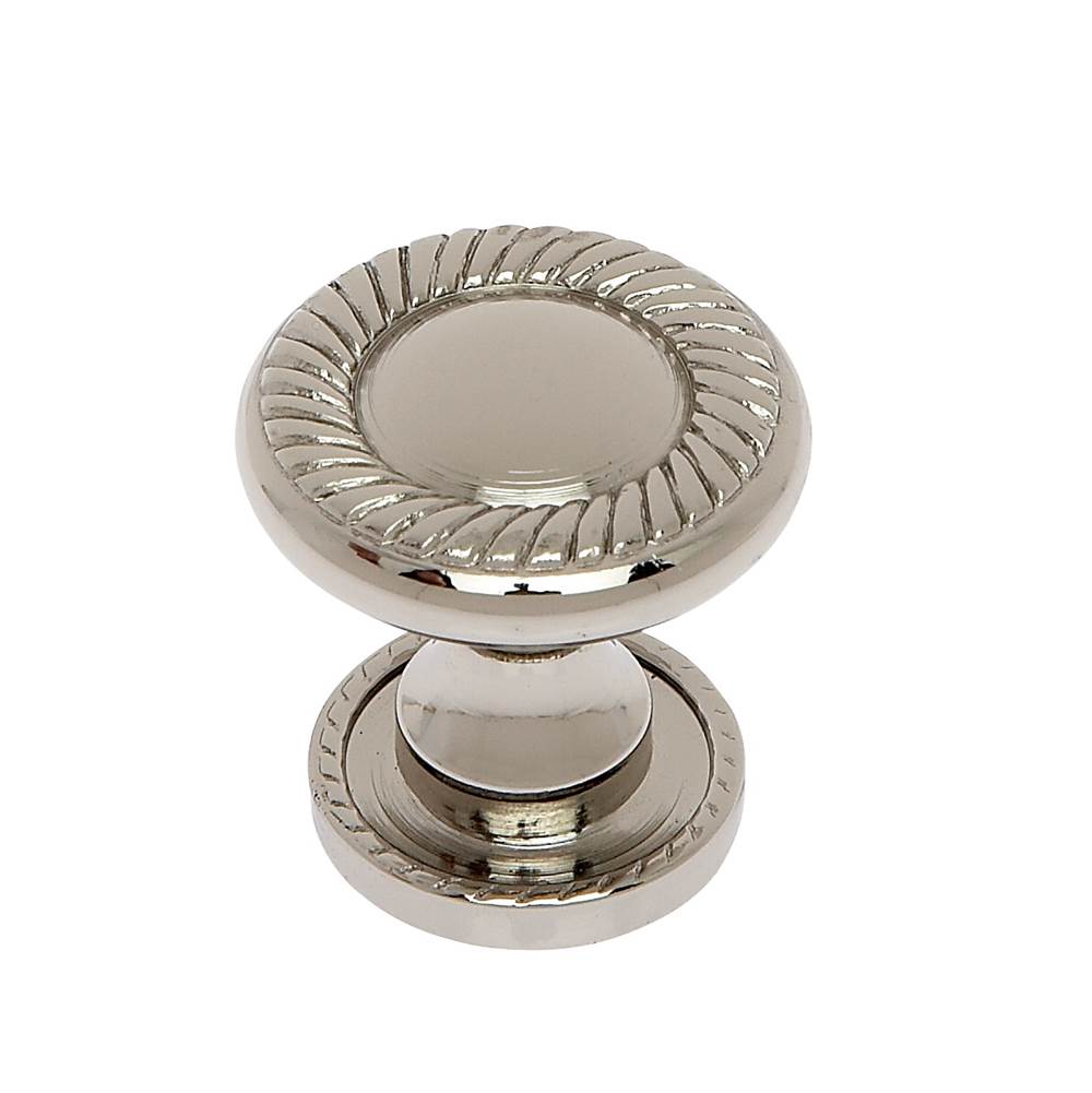 JVJ Hardware - Classic Collection Polished Nickel Finish 31 mm Rope Knob w/Back Plate, Composition Solid Brass - Polished Nickel
