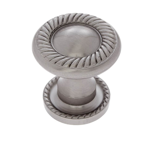 JVJ Hardware - Classic Collection Satin Nickel Finish 31 mm Rope Knob w/Back Plate, Composition Solid Brass - Satin Nickel
