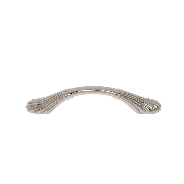 JVJ Hardware - Vintage Collection Polished Nickel Finish Pull 96 mm c/c (5'' OA) Scalloped Footed Pull, Composition Zamac - Polished Nickel