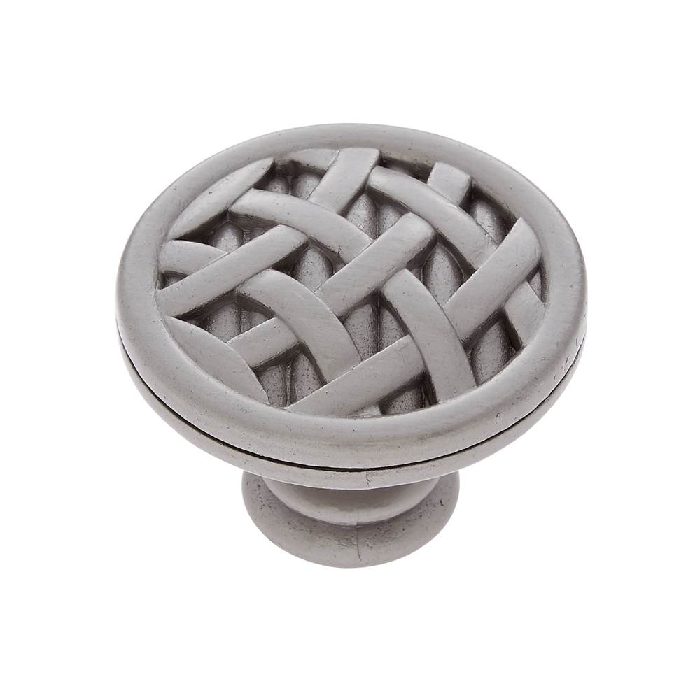 JVJ Hardware - Vintage Collection Satin Nickel Finish 1-1/2'' Crisscross Knob, Composition Zamac - Satin Nickel