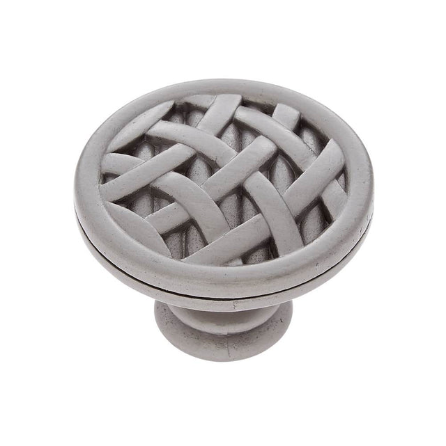 JVJ Hardware - Vintage Collection Satin Nickel Finish 1-1/2'' Crisscross Knob, Composition Zamac - Satin Nickel