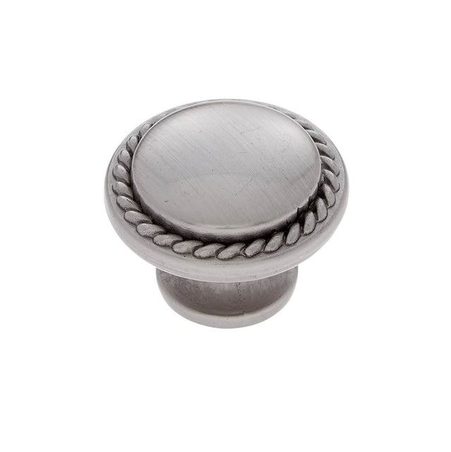 JVJ Hardware - Vintage Collection Satin Nickel Finish Rope-Edged Knob 1-1/4'', Composition Zamac - Satin Nickel