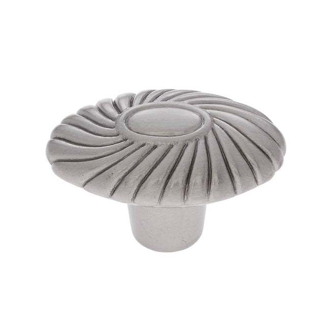 JVJ Hardware - Vintage Collection Satin Nickel Finish Oval Knob 1-9/16'', Composition Zamac - Satin Nickel