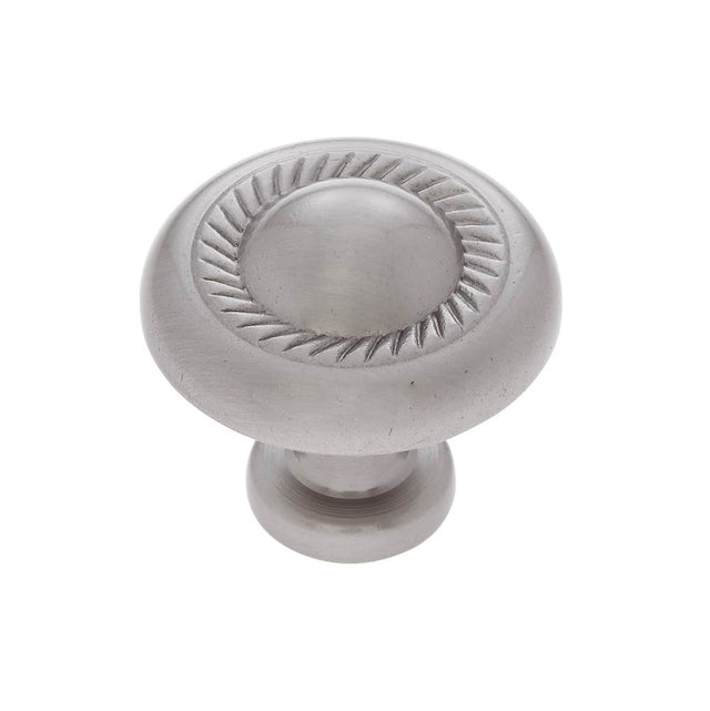 JVJ Hardware - Vintage Collection Satin Nickel Finish 1-1/4'' Rope Knob, Composition Zamac - Satin Nickel