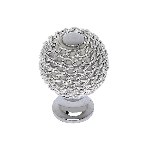 JVJ Hardware - Medieval Collection Polished Chrome Finish 28mm Chrome Chain Maille Knob, Composition Aluminum/Solid Brass - Polished Chrome