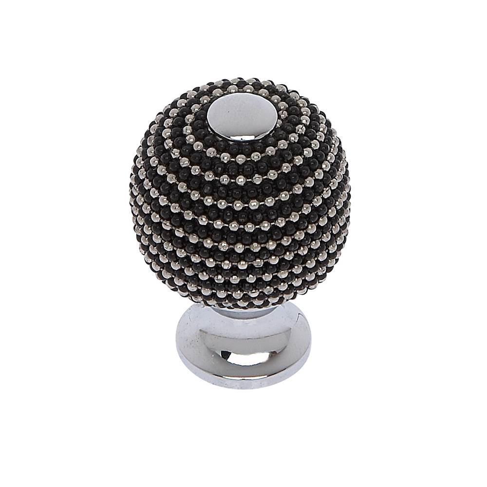 JVJ Hardware - Medieval Collection Polished Chrome Finish 28mm Black and Chrome Beaded Knob, Composition Steel/Solid Brass - Polished Chrome
